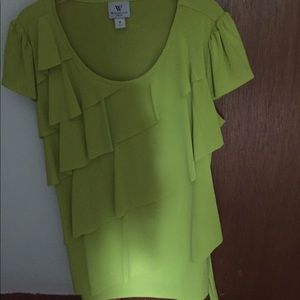 Ruffled Scoop Neck Shirt NWOT